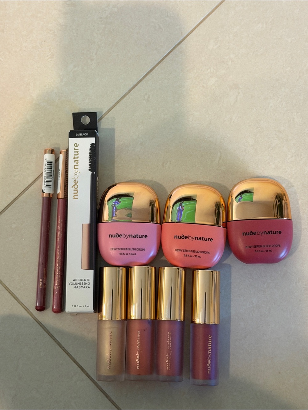 Nude by Nature Dewy Serum Blush Drops & Lip Set — Pink to Rose Tones